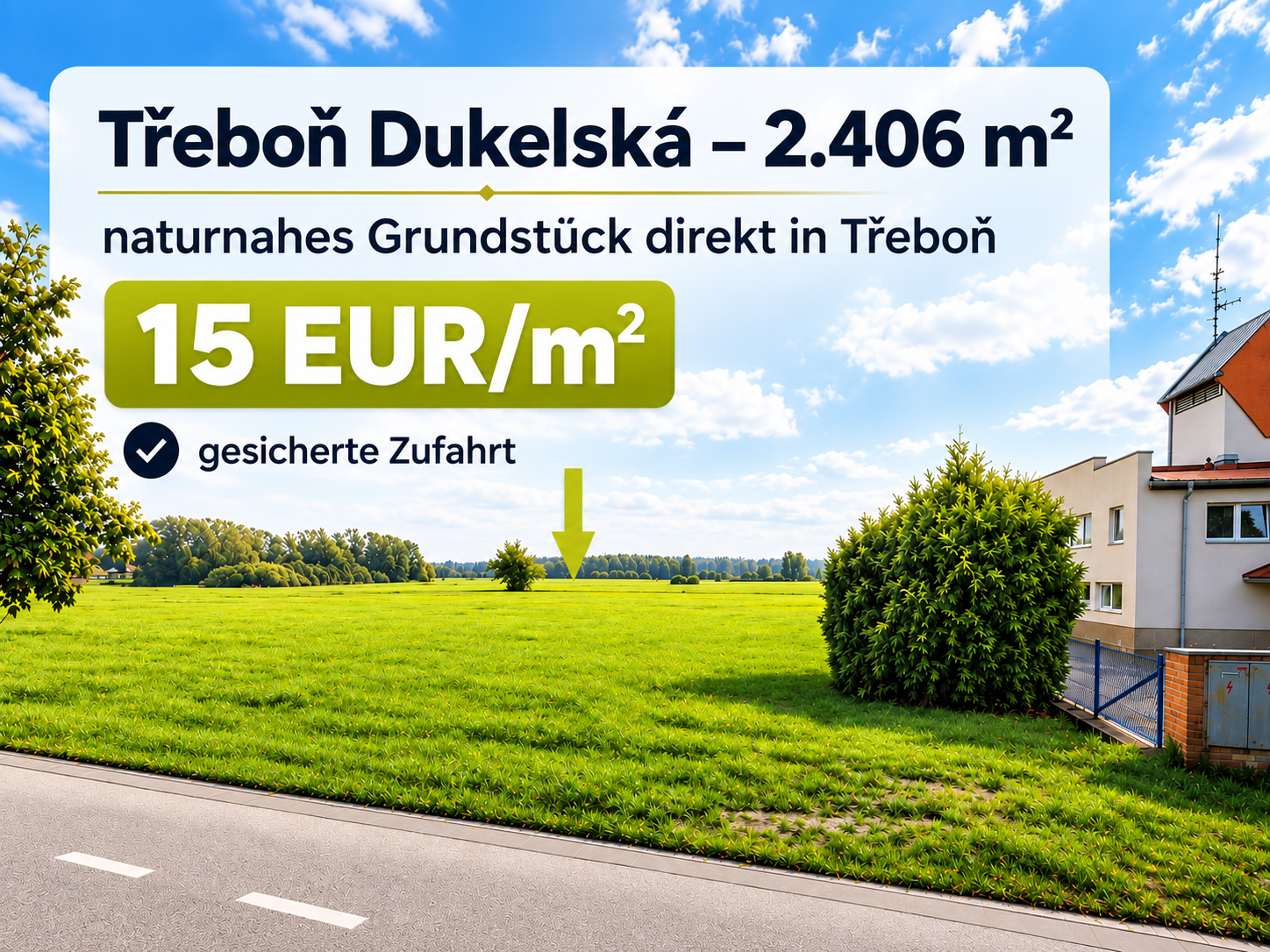 Grundstück direkt in Třeboň – Dukelská – 35.000 EUR