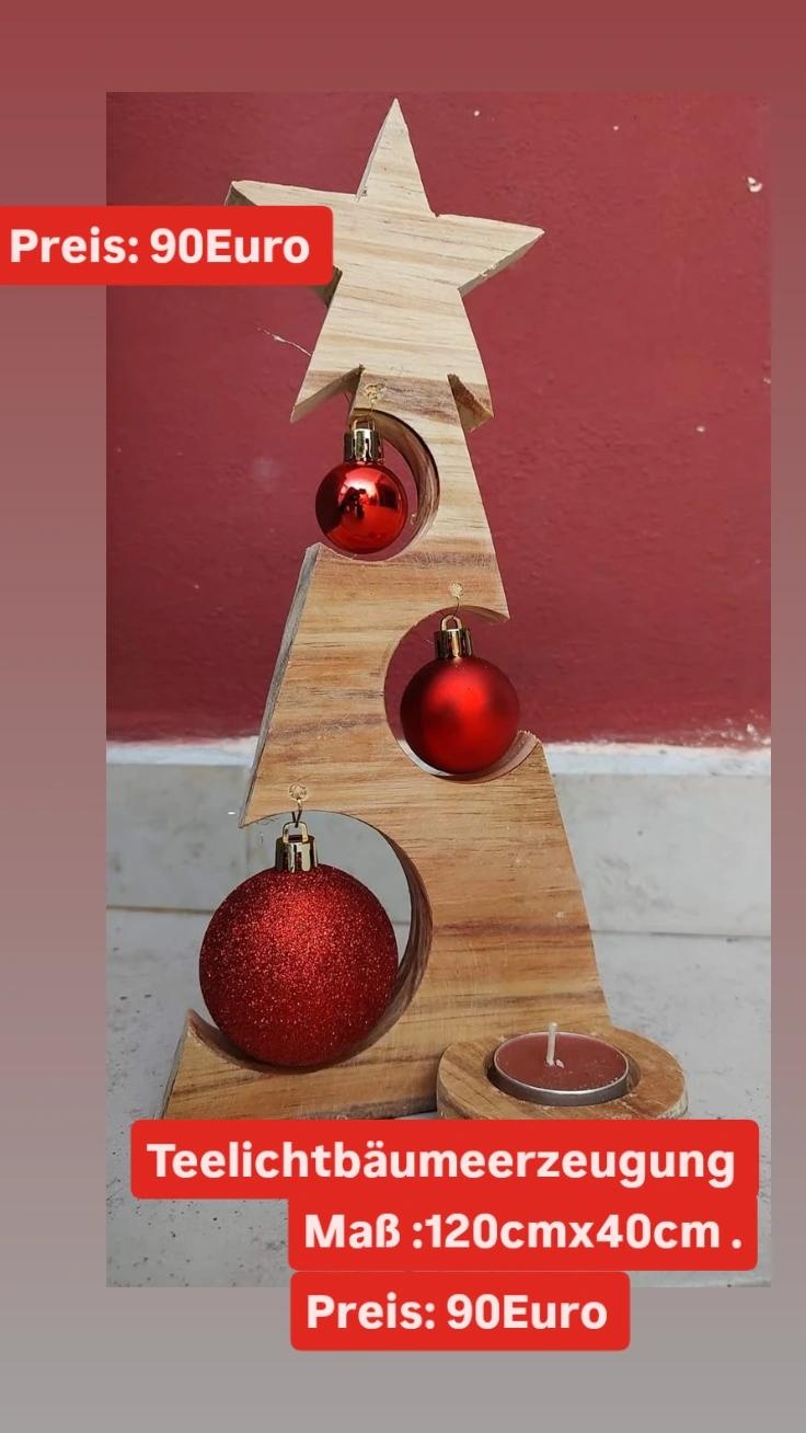 Teelichtbäumeerzeugung mit Kugelhalter Tischlerei