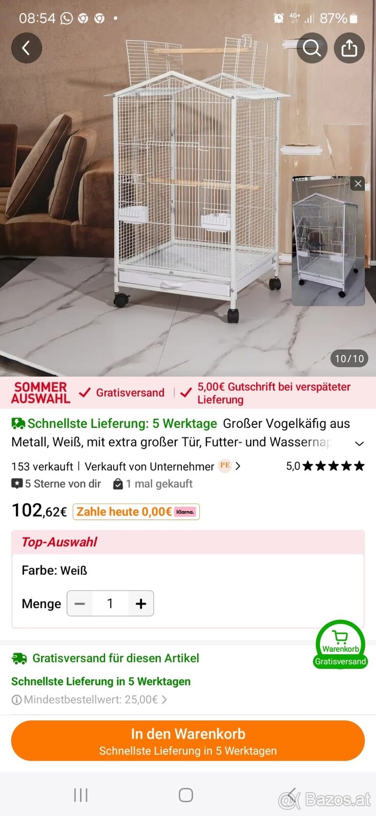 Verkaufe Vogelkäfig neu