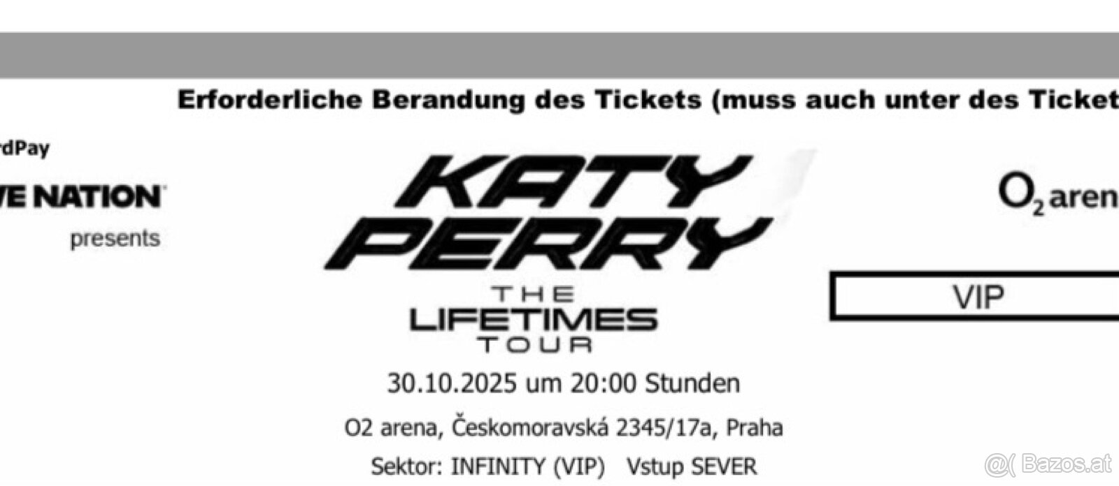 SOLD Katy Perry VIP Infinity Tickets (3x) - Prague