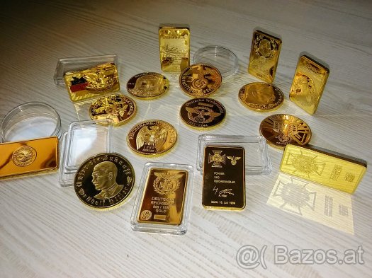 Deutsch Goldbarren und Münzen. Sammlung