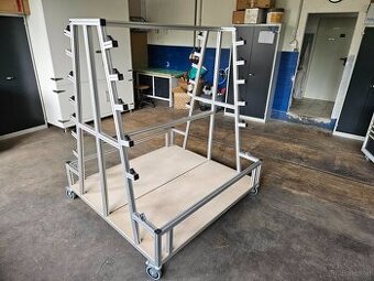 Mobiler Rollenwagen / Abrollwagen für Gewebe, Folie und Stof