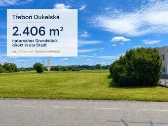 Třeboň, Dukelská – 2.406 m² | naturnahes Grundstück-Zufahrt