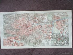 Stadtplan Stuttgart mit Vororten Jg.1910 & Register