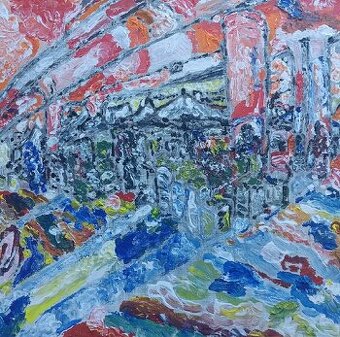 Zeichnung: Leute kaufen Gemüse unter Ottakring Brücke