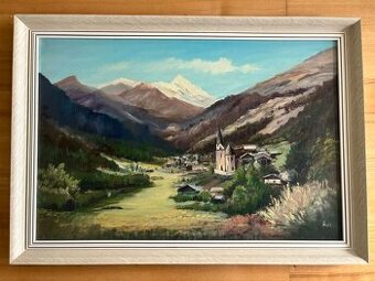 Bild maler Štefl, Heiligenblut mit Grossglockner 1955, 58x82