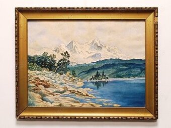 Gemälde M.Kawinek, Eibsee mit Zugspitze, 40x30cm