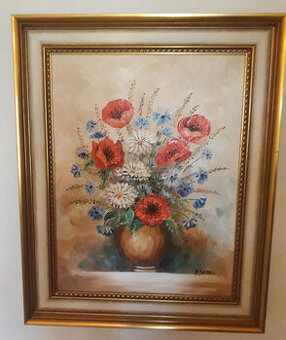Stilleben Ölgemälde "Mohnblumen" von Anita Setti, signiert