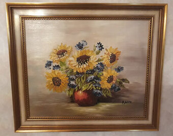 Stilleben Ölgemälde "Sonnenblumen" von Anita Setti, signie
