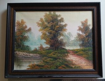 Hübsches Landschaftsbild, Öl auf Leinwand, 50x40 cm