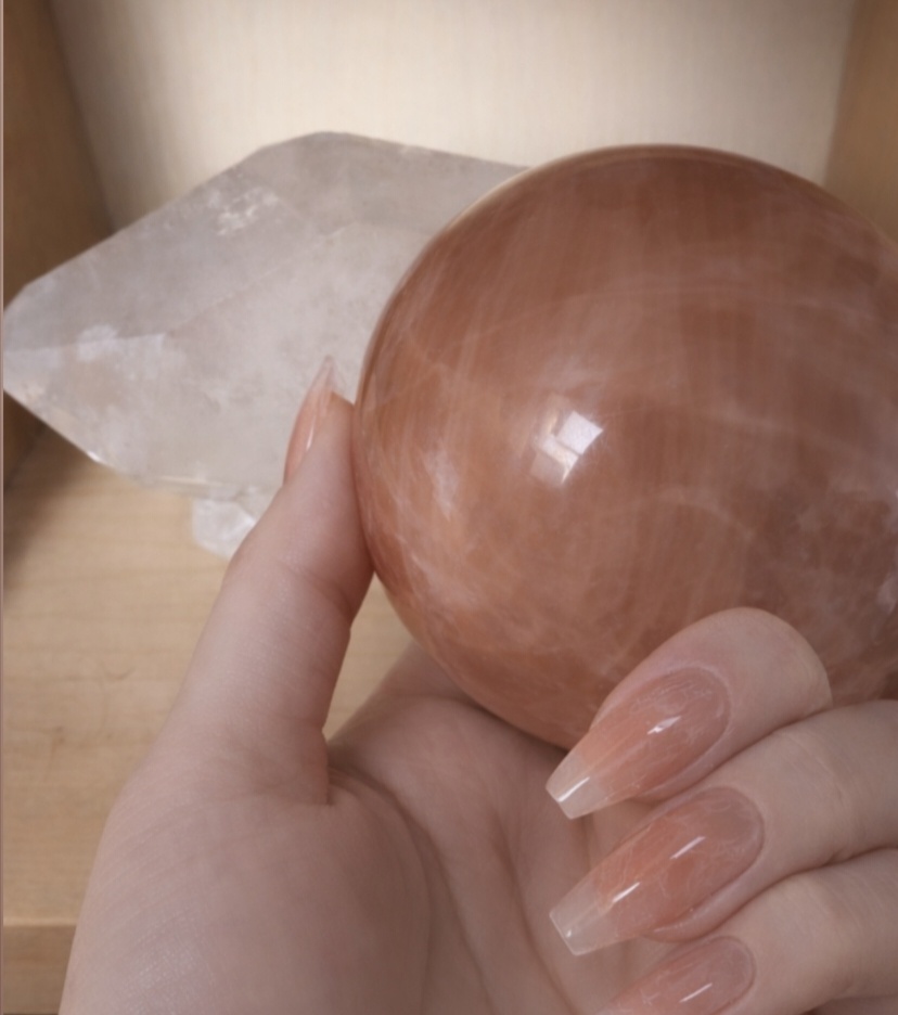 Pfirsich Mondstein Kristall Kugel - Heilstein Naturstein - 2