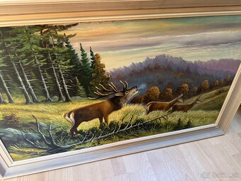 Ölgemälde Rotwild in Bergtal (1960, 122×74 cm) - 2
