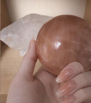 Pfirsich Mondstein Kristall Kugel - Heilstein Naturstein - 2