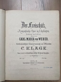Historische Noten – Carl Maria von Weber: Der Freischütz - 2