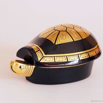 Schmuckschatulle, Schildkröte, Holz, Lackarbeit mit Blattgol - 2