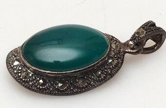 Schmuckset Silber 925, Brosche, Ohrhänger, Anhänger, mit Mar - 2