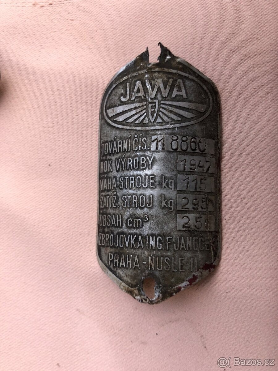 Jawa 250 Pérák FJ (1947) mit Original-Typenschein + Ogar 350 - 3