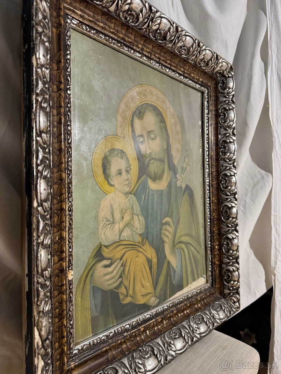 Heiliger Josef mit dem Jesuskind – gerahmtes Bild (1950-60, - 3