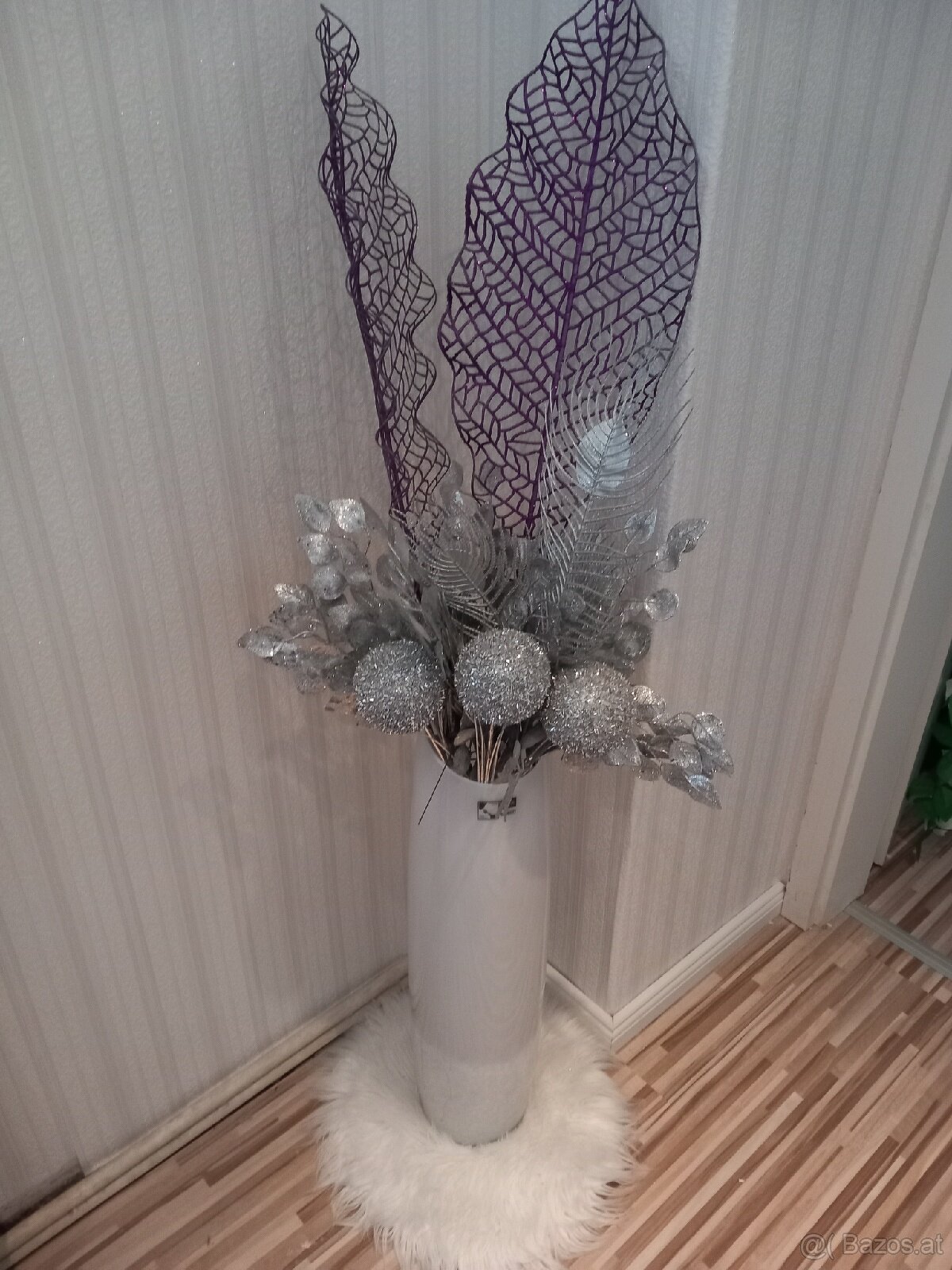 Bodenvase mit Glitzerblumen - 3