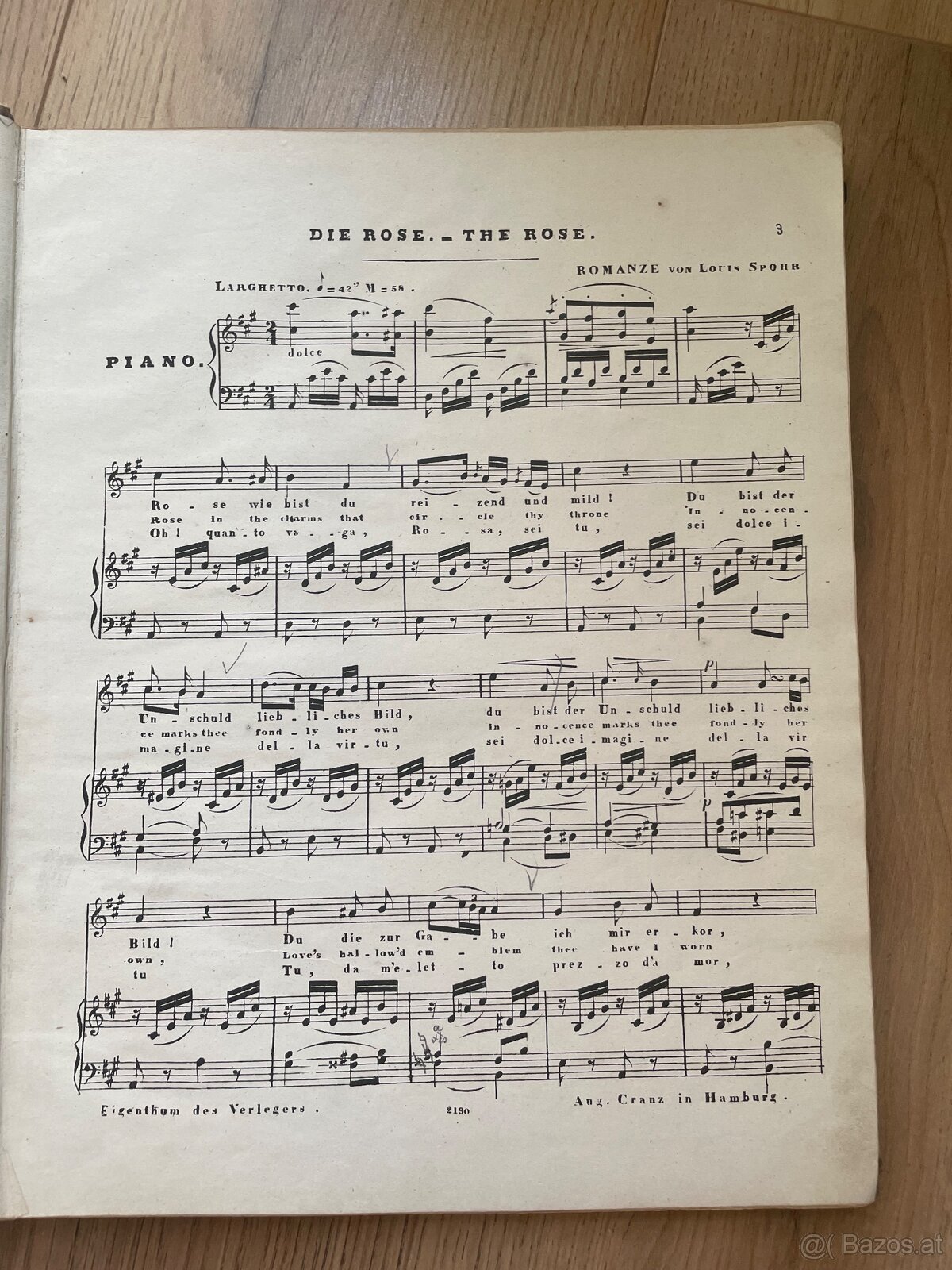Historischer Notenband – Deutsche Lieder II – „Die Rose“ – R - 3