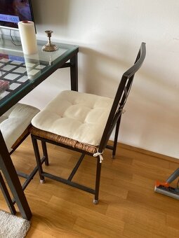 Metall Esstisch mit Glasplatte und mit 4 Sessel - 3