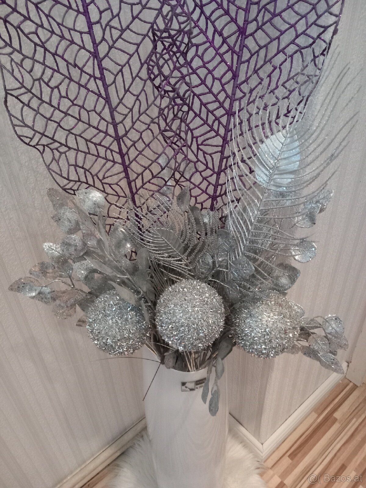 Bodenvase mit Glitzerblumen - 4