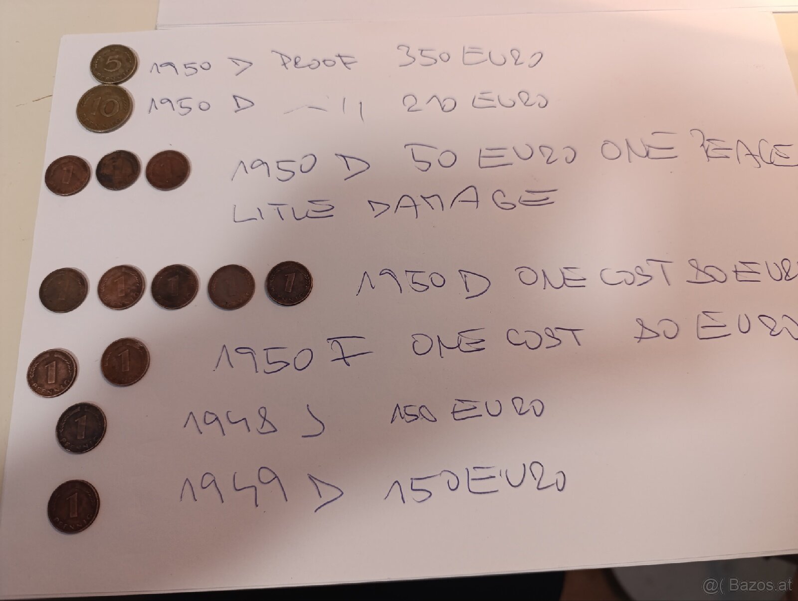 1 Pfeennig 1950 .10 Pfeennig,5 Pfeennig1948/9 - 5