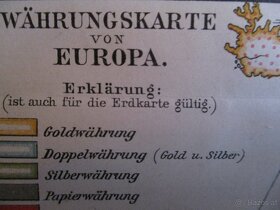 Währungs und Münzkarte der ERDE alter Druck um 1905 - 5
