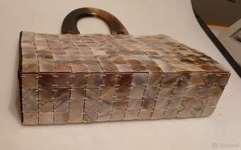 elegante Abendtasche mit schillernden Perlmuttapplikationen, - 6