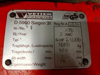 Säulenschwenkkran Vetter 500 kg - 5 m - 7